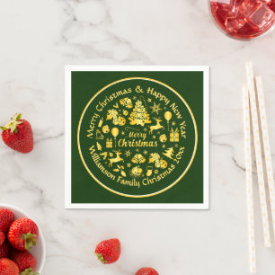 Voeg naamswijziging Gold Green Kerstmis 20xx toe Servet