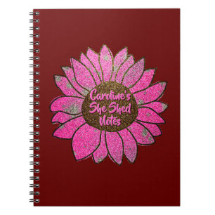 Voeg naamswijziging toe Ze heeft roze zonnebloem g Notitieboek
