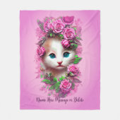 Voeg naamtekst toe, Cute Shabby Chic Kitten, Roze  Fleece Deken (Voorkant)