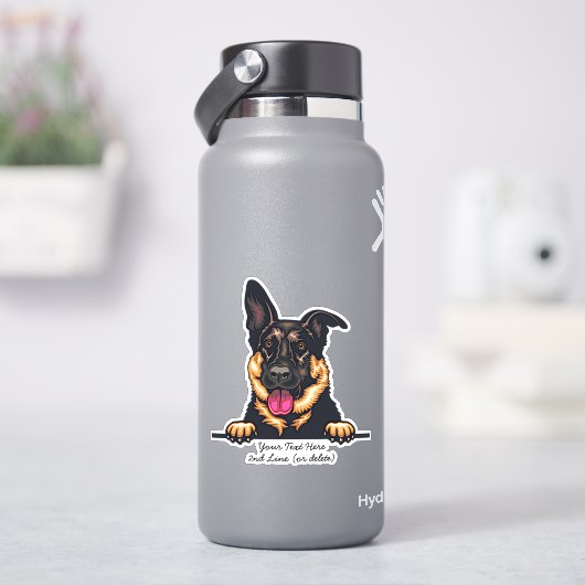 Voeg naamtekst toe, Duitse Shepherd Dog Sticker (HydroFlask)