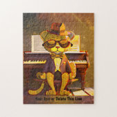 Voeg naamtekst toe, Ginger Cool Cat Sunbril & Pian Legpuzzel (Verticaal)