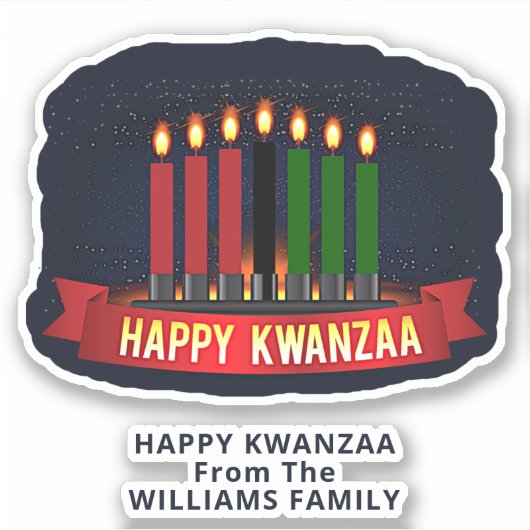 Voeg naamtekst toe, Happy Kwanzaa 7 kaarles Kiss Sticker (Voorkant)