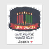 Voeg naamtekst toe, Happy Kwanzaa 7 kaarles Kiss Sticker (Vel)