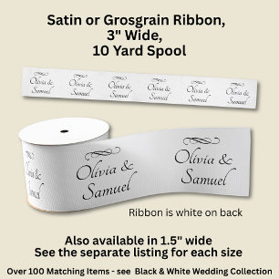 Voeg Namen toe, 3" Breed Zwart Wit Oneindigheid Ro Grosgrain Lint
