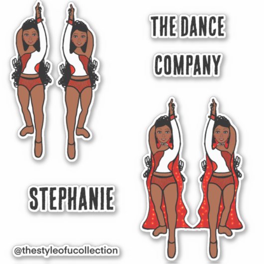 Voeg namen toe Majorette / Dancer Stickers Red Spa (Voorkant)