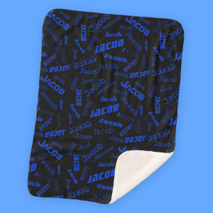 Voeg om het even welke Naam of Word toe   Blauw en Sherpa Deken