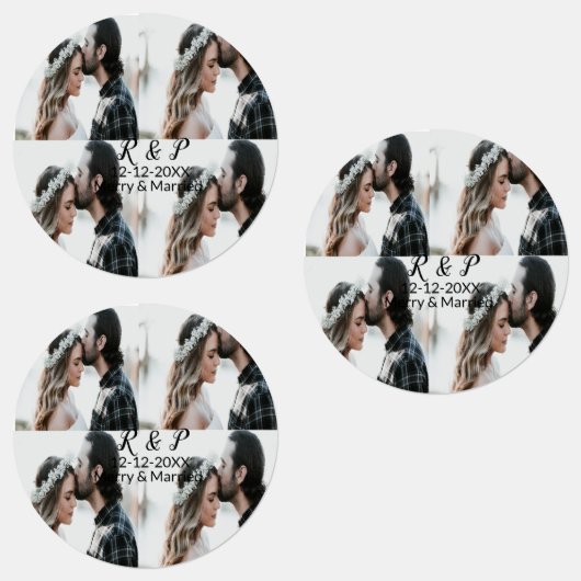 Voeg paar foto vrolijk getrouwd toe voeg datum toe labels (Groep)