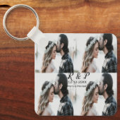 Voeg paar foto vrolijk getrouwd toe voeg datum toe sleutelhanger (Voorkant)