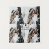 Voeg paar foto vrolijk getrouwd toe voeg datum toe wandkleed (Voorkant)