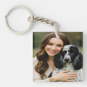 Voeg Poddle-foto toe Personaliseer Aanpassen Sleutelhanger
