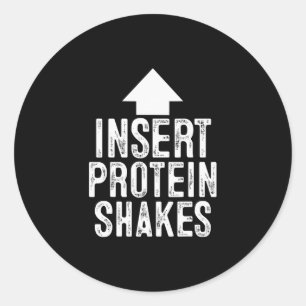 Voeg Proteïne Shake Grappige Wijzende Pijl Naar Mo Ronde Sticker
