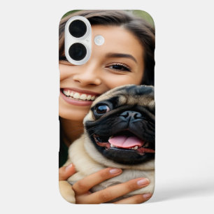 Voeg Pug-foto personaliseren aanpassen toe iPhone 16 Hoesje