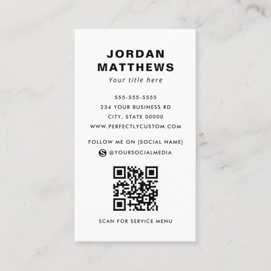 Voeg QR-code en moderne logo-pictogrammen toe Visitekaartje (Voorkant)