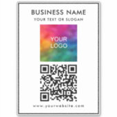Voeg QR Code Tekst Upload Business Logo hier Custo Sticker (Voorkant)