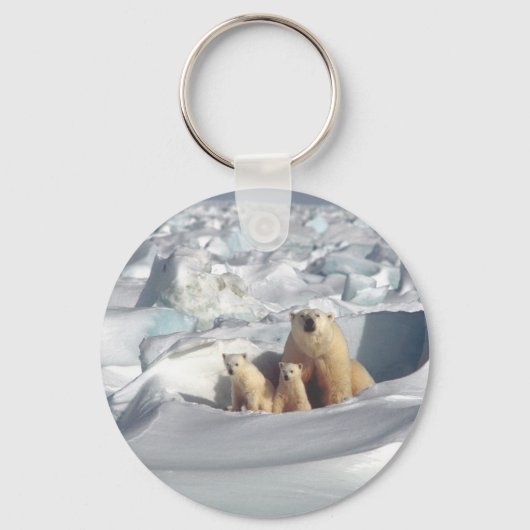Voeg SLOGAN toe om Arctic Polar Beren Planet Ice t Sleutelhanger (Voorkant)