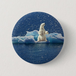 Voeg SLOGAN toe om ijsbeer Noordpoolplaneet ijs te Ronde Button 5,7 Cm
