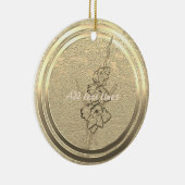 Voeg tekst Gold Gladiolus toe Keramisch Ornament (Rechts)