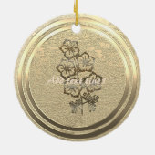 Voeg tekst Gold Larkspur Delphinium toe Keramisch Ornament (Achterkant)