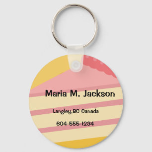 Voeg tekst, naam, adres, cake toe sleutelhanger