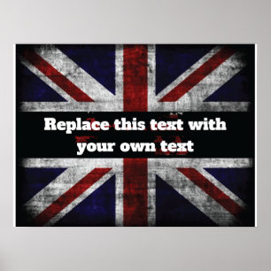 Voeg tekst op het Sierkussen Engelse vlag toe Poster