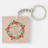 Voeg tekst toe, oma's zoals Rozen, Floral Grandma Sleutelhanger (Achterkant)