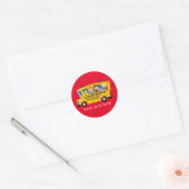 Voeg tekstschoolbus toe ronde sticker (Envelop)