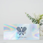 Voeg tennisclub naam Iridescent cadeaubon toe (Staand voorkant)