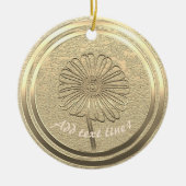Voeg Text Gold Daisy Ceramic Ornament toe (Voorkant)