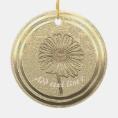 Voeg Text Gold Daisy Ceramic Ornament toe (Achterkant)