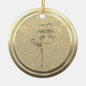 Voeg Text Gold Pansy Viola Ceramic Ornament toe (Voorkant)