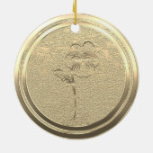 Voeg Text Gold Pansy Viola Ceramic Ornament toe (Achterkant)