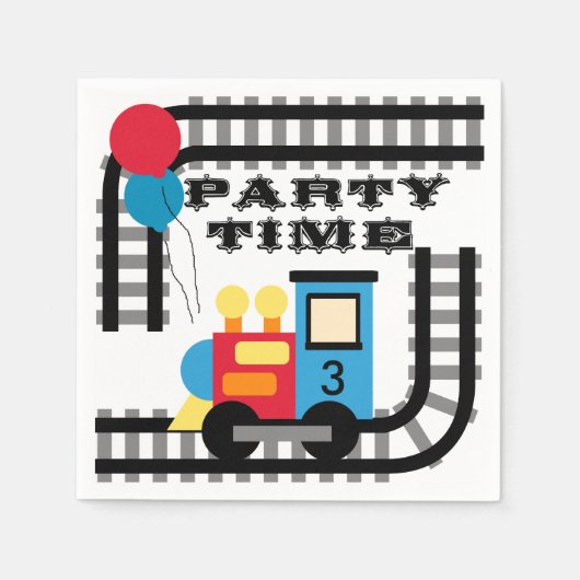 Voeg toe Leeftijd Party Time Train Verjaardag Papi Servetten (Voorkant)