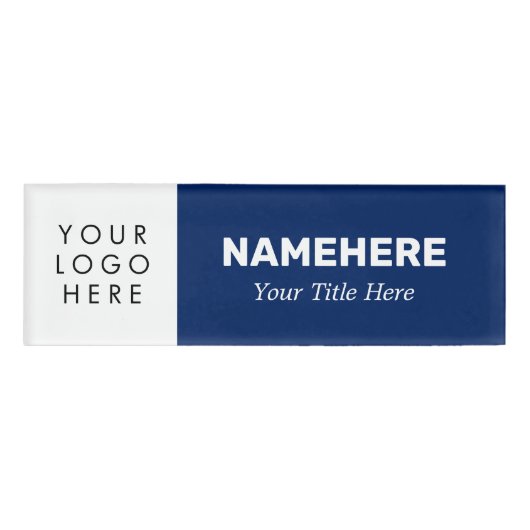 Voeg toe Logo Bold Modern Navy Blue Simple Naambadge (Voorkant)