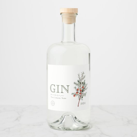 Voeg toe Logo Juniper Branch Custom GIN Likeurfles Etiket (Voorkant)