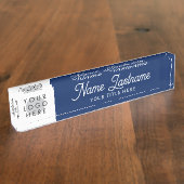 Voeg toe Logo Script Calligrafie Titel Navy Blue Naambordje (Zijkant)