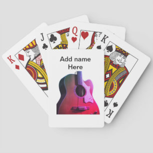 Voeg u tekst toe met een bruine akoestische gitaar pokerkaarten