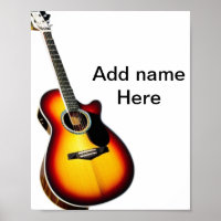 Voeg u tekst toe met een bruine akoestische gitaar