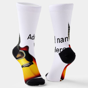 Voeg u tekst toe met een bruine akoestische gitaar sokken