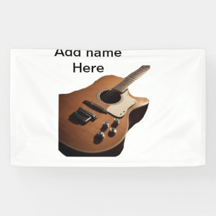 Voeg u tekst toe met een bruine akoestische gitaar spandoek