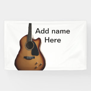 Voeg u tekst toe met een bruine akoestische gitaar spandoek