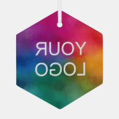 Voeg Upload uw eigen bedrijf toe Logo Custom Hexag Glas Ornament (Achterkant)