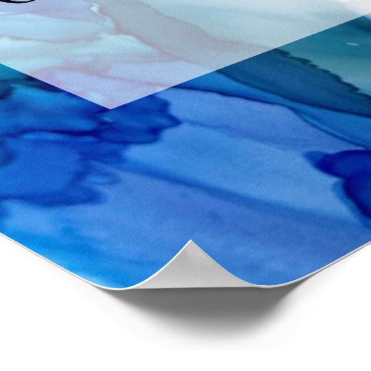 Voeg uw aangepaste Abstracte blauwe alcoholinkt to Poster (Hoek)