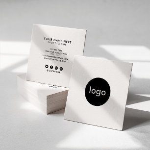 Voeg uw aangepaste logo circle professional white vierkante visitekaartje
