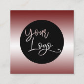 Voeg uw aangepaste Logo donkerrood en witte ombre Vierkante Visitekaartje (Voorkant)