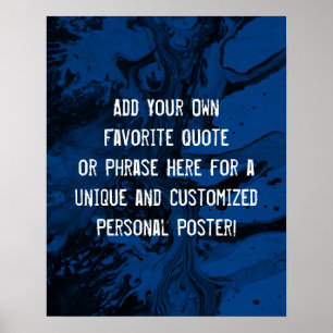Voeg uw aangepaste offerte zwart & koningsblauw ma poster