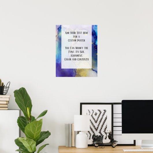 Voeg uw aangepaste tekst organische Abstracte alco Poster (Thuiskantoor)