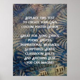 Voeg uw aangepaste tekst toe aan DIY Blue Musical Poster