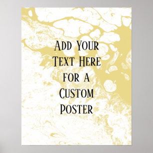 Voeg uw aangepaste tekst Wit & Custard geel marmer Poster