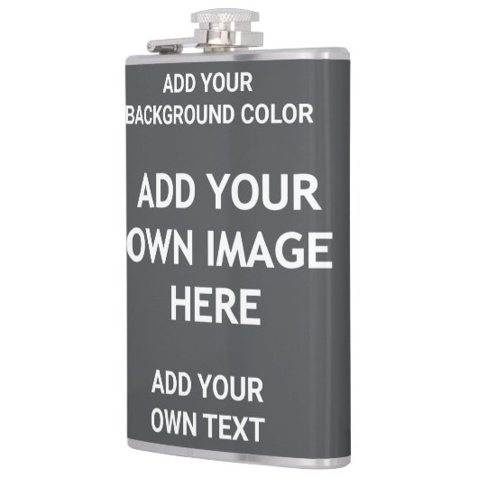 Voeg uw achtergrondkleur, uw afbeelding, jouw teks heupfles (Links)