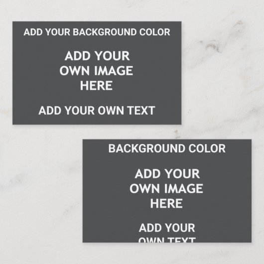 Voeg uw achtergrondkleur, uw afbeelding, jouw teks visitekaartje (Voorkant / Achterkant)